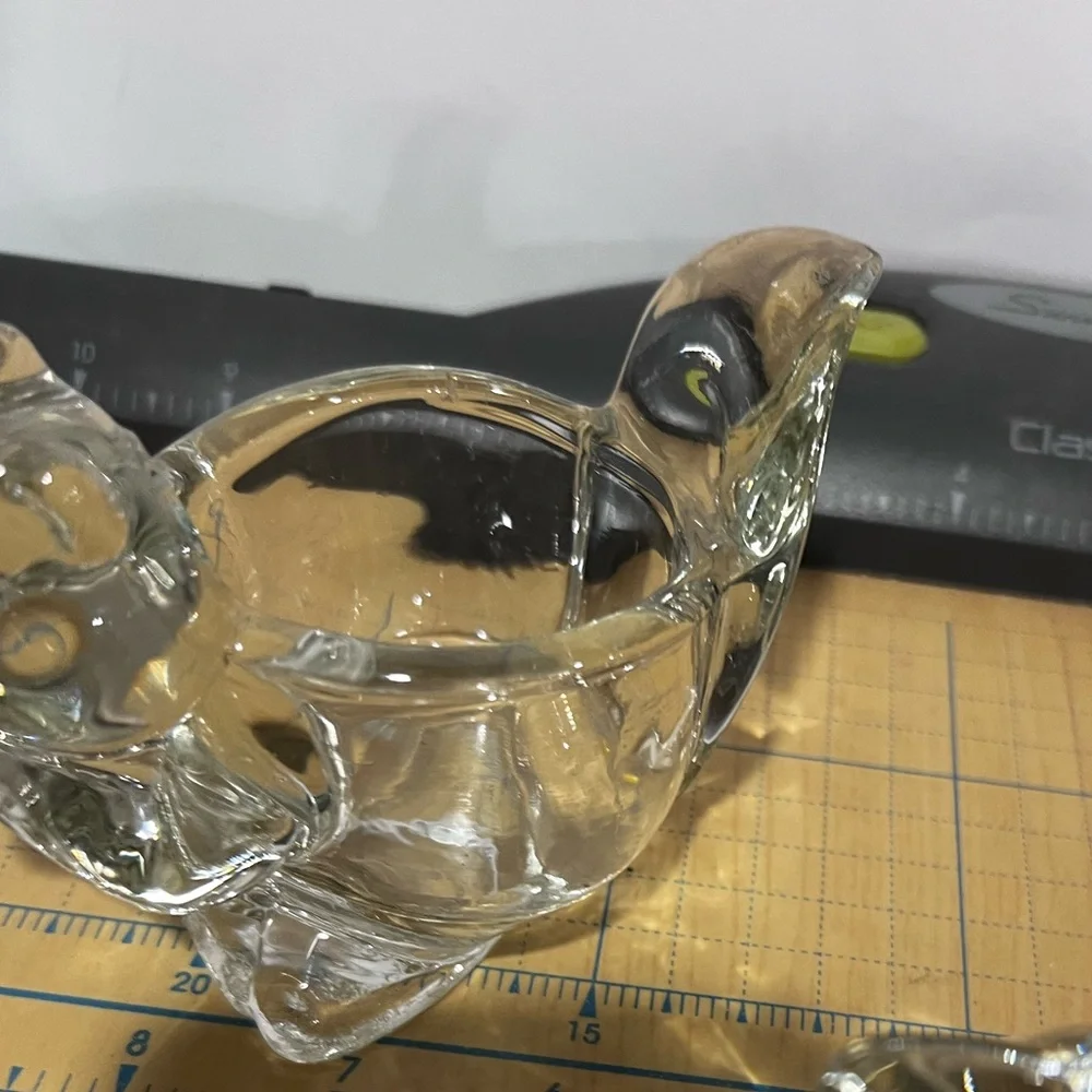 Avon clear glass squirrel votive candle holder